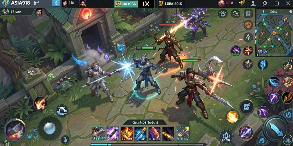 Tampilan gameplay MOBA yang seru dan menegangkan.