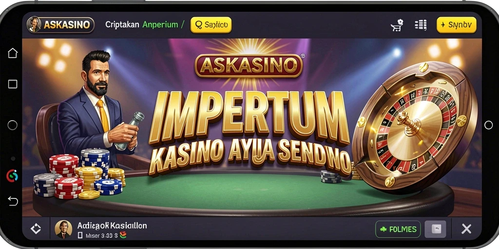 Screenshot gameplay ASKASINO menampilkan kasino yang megah dan ramai pengunjung.