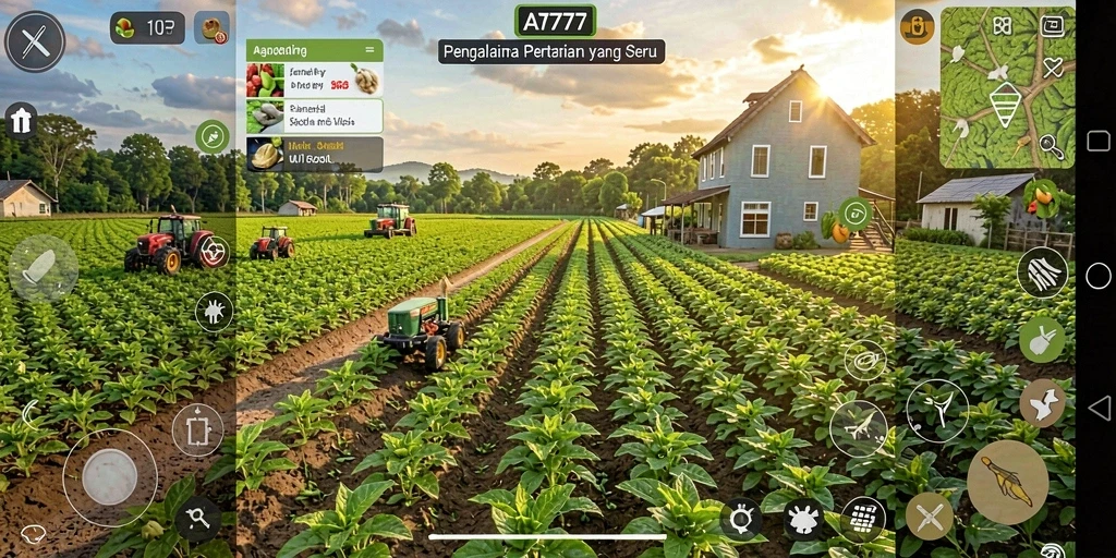 Screenshot gameplay menunjukkan aktivitas seru dalam pertanian di AT777.