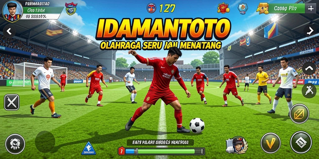 Tampilan gameplay dinamis IDAMANTOTO menunjukkan aksi olahraga yang menyeru.