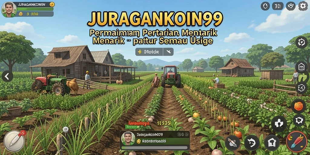 Screenshot gameplay <strong>JURAGANKOIN99</strong> yang menunjukkan aktivitas bertani yang seru.