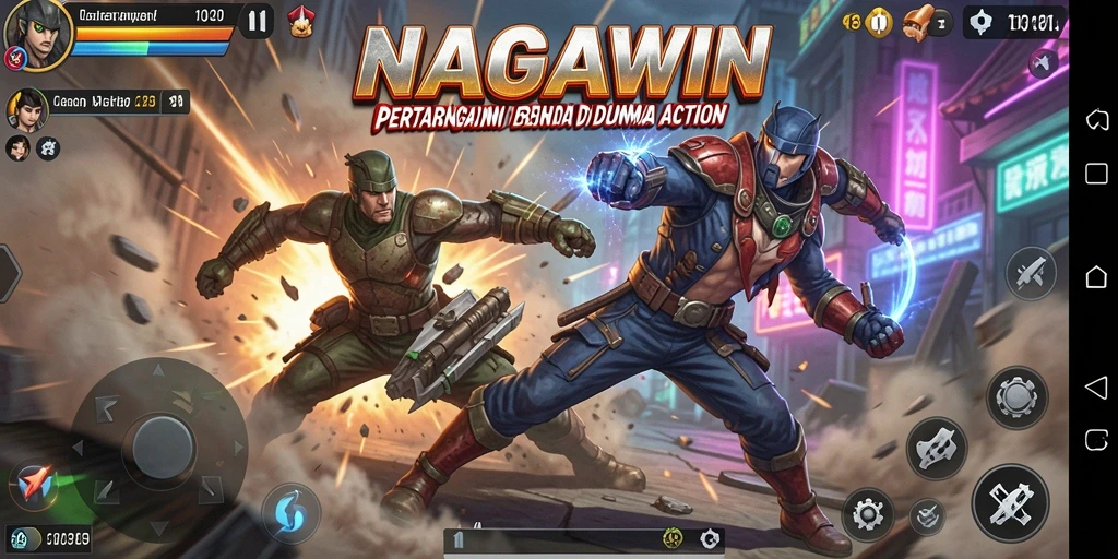 Tampilan gameplay NAGAWIN dengan aksi pertempuran yang menegangkan.