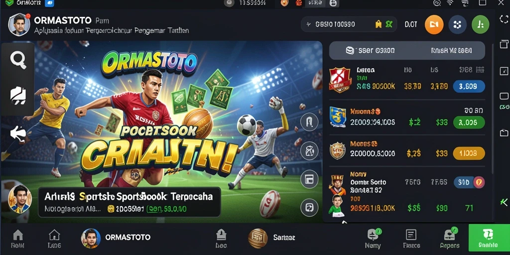 Tampilan gameplay ORMASTOTO dengan berbagai opsi taruhan olahraga.