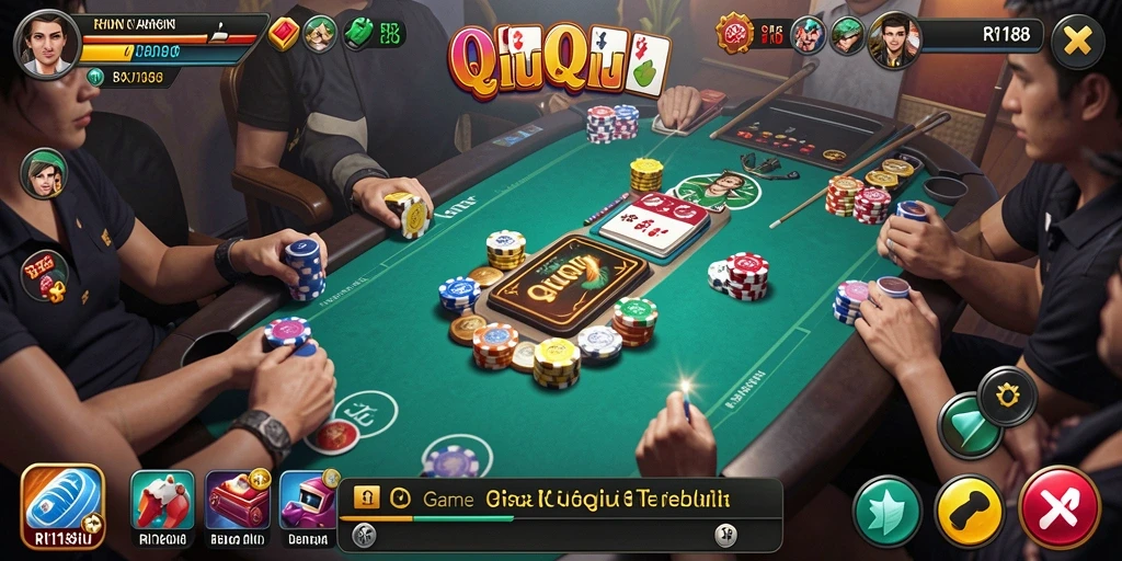 Tampilan gameplay QiuQiu yang mendebarkan di RI188.